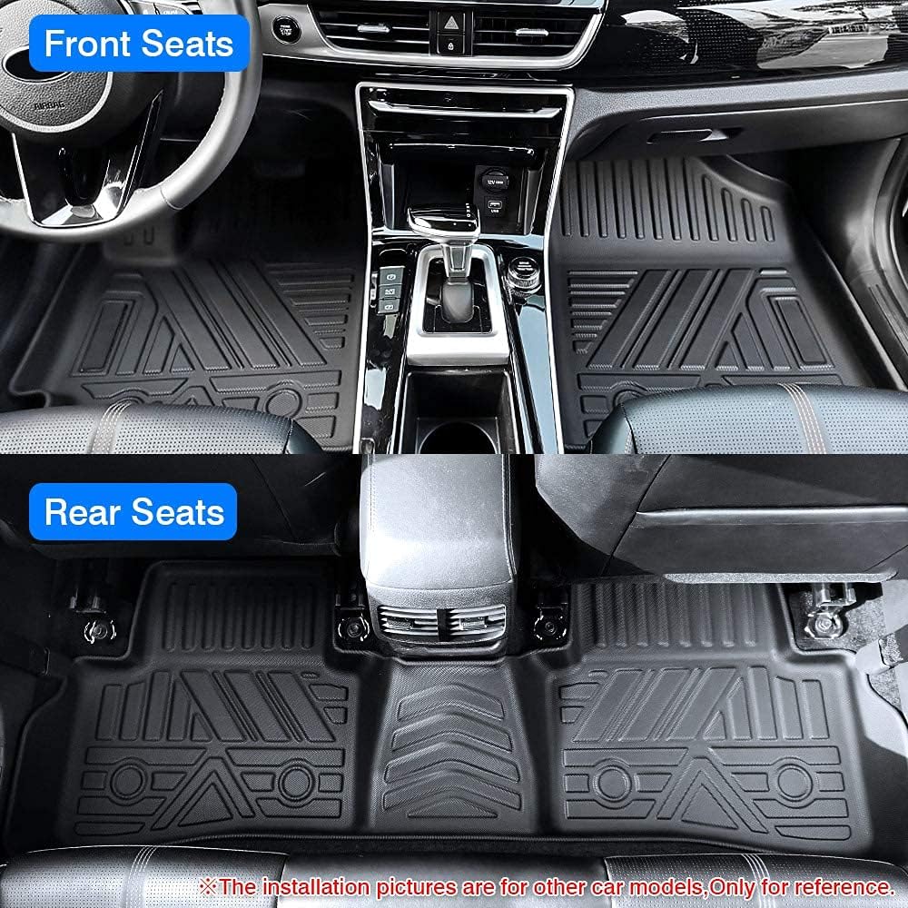 All Weather Car Floor Mats 1st & 2nd Row Black Non-slip Q61162