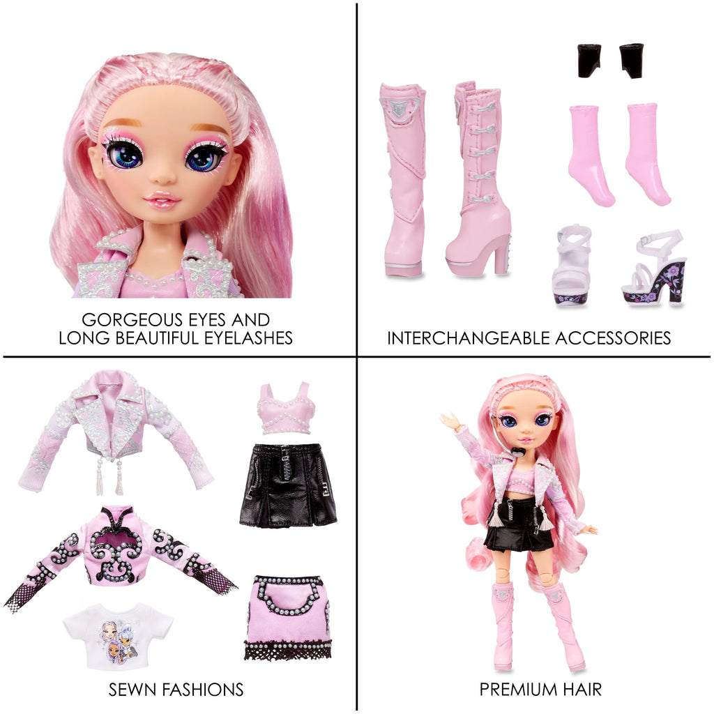 Pink Lavender Fashion Doll with 2 Designer Outfits and Microphone Headset B56294