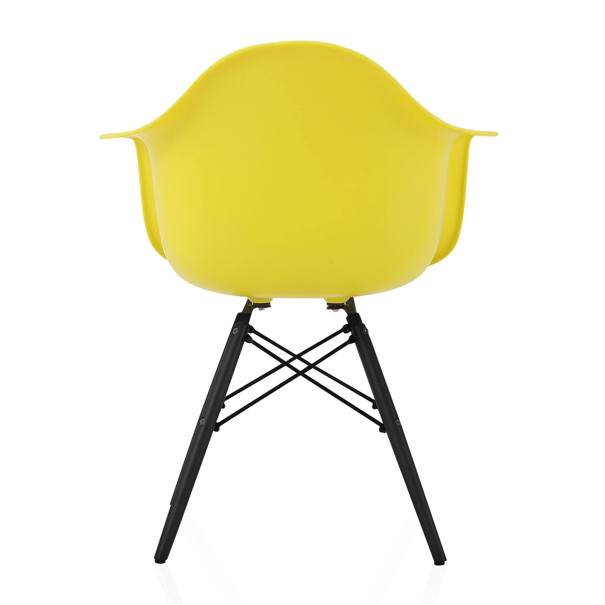 Light Yellow Molded Plastic Dining Arm Chair with Black Wood Legs (Set of 4) U977