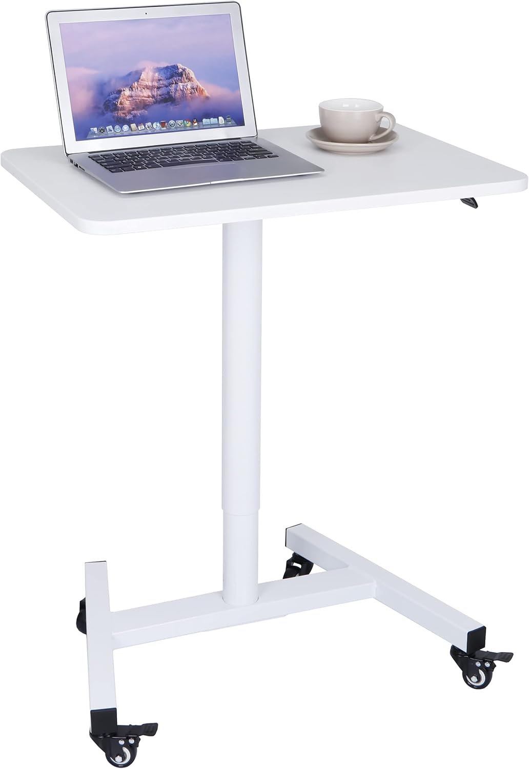 28 Inch Pneumatic Height Adjustable Rolling Standing Desk Cart Black Y124