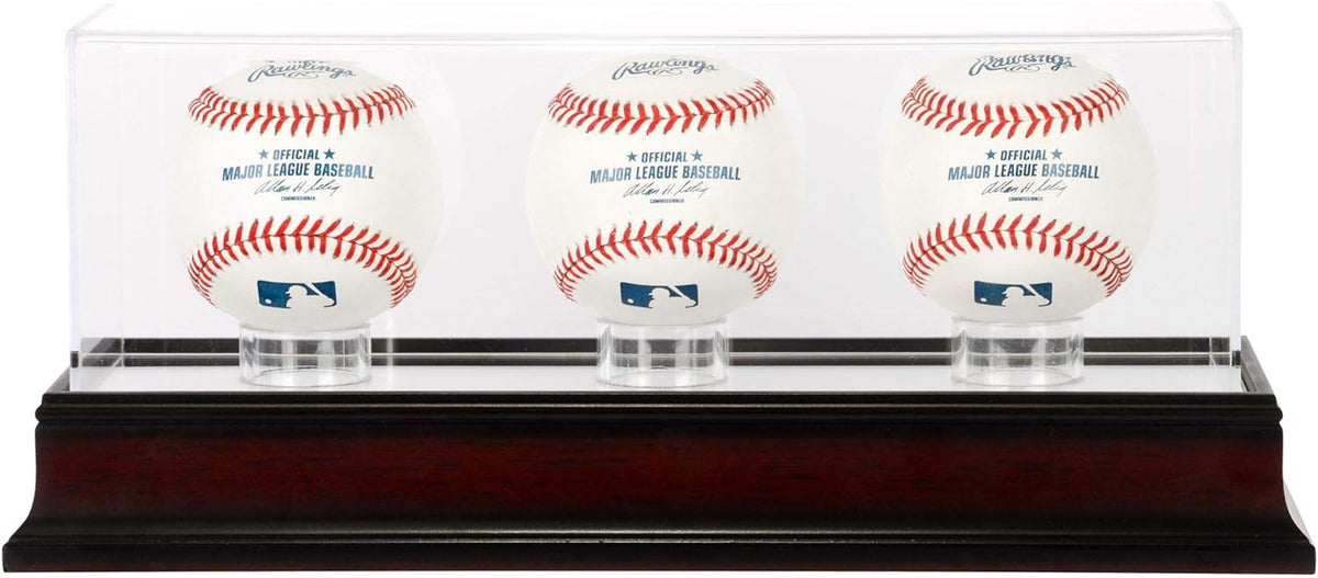 Antique Mahogany Three Baseball Display Case P750