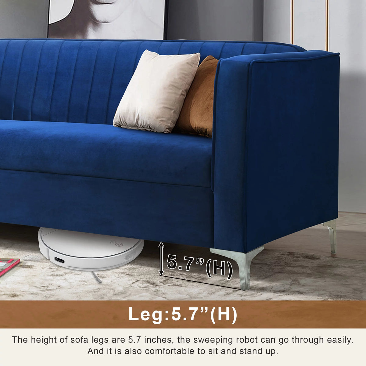 Blue Velvet Loveseat Sofa with Metal Legs X438642