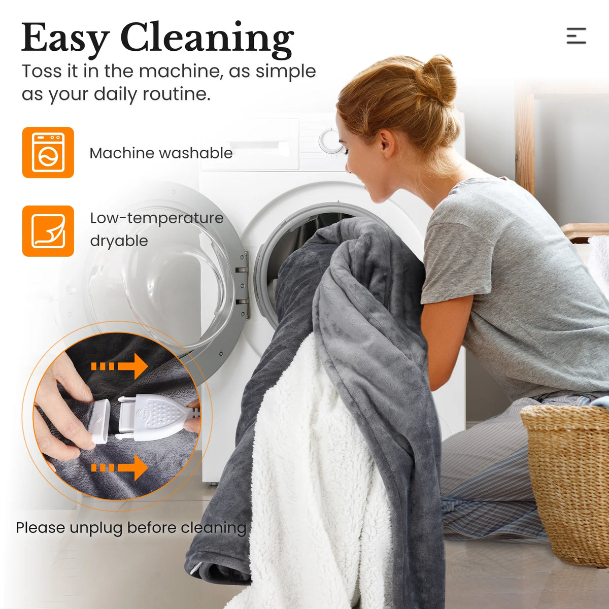 Queen Size Electric Heated Blanket Grey U4507