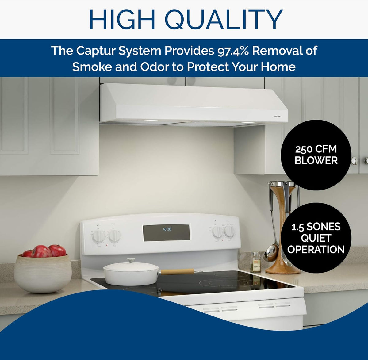 White 36-inch Under Cabinet Range Hood with Light B96360
