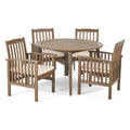 Acacia Wood 5 Piece Dining Set with Cushion O4532