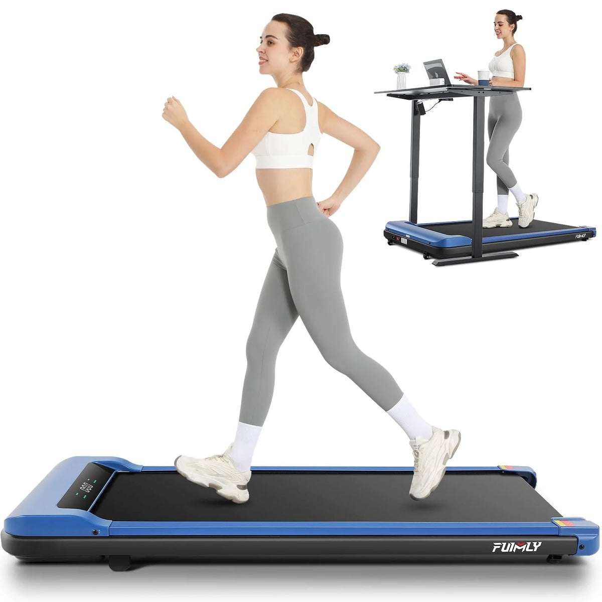 Black Electric Walking Pad Treadmill with Remote Control L4343