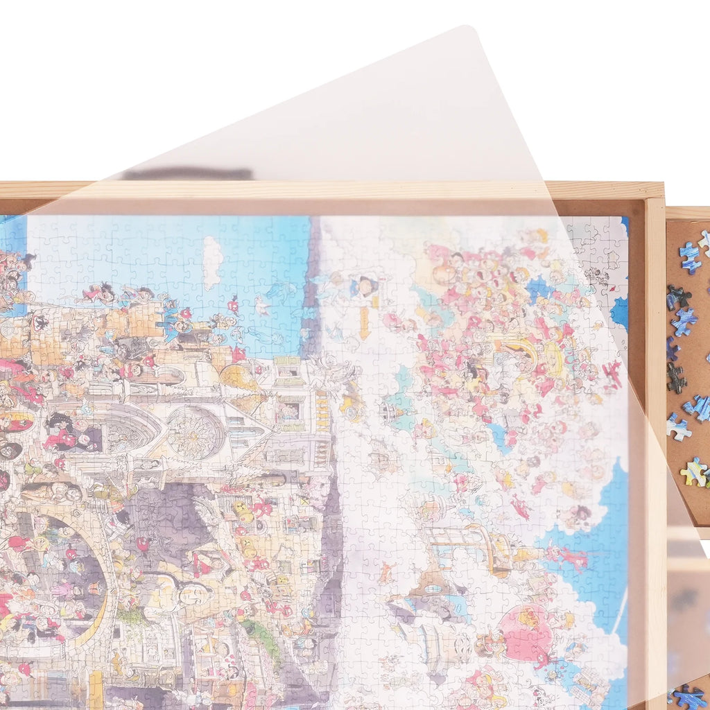 1500 Piece Puzzle Board with Folding Legs & 4 Sliding Drawers 32.7" x 24.6" Wooden Jigsaw Puzzle Table P24829