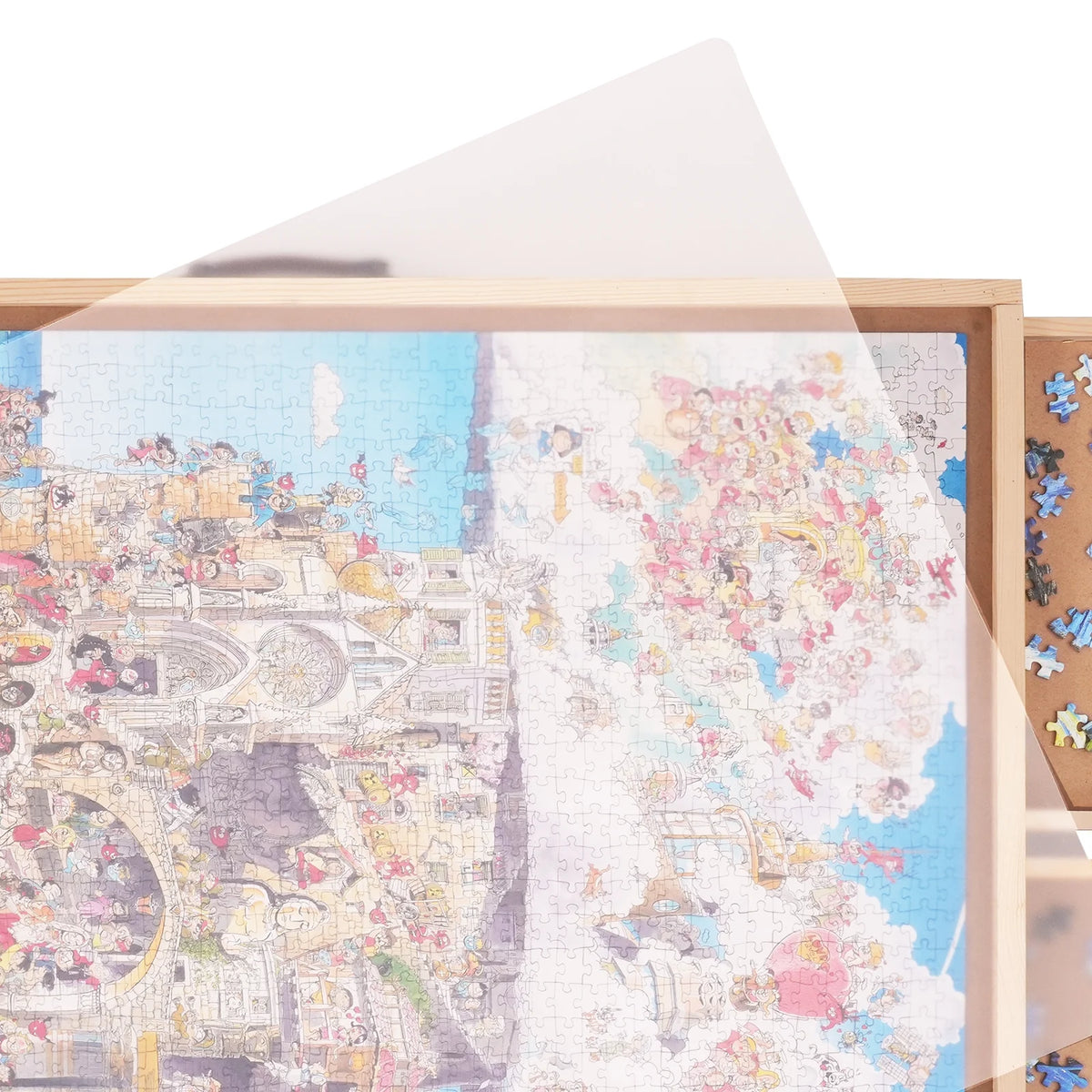 1500 Piece Puzzle Board with Folding Legs & 4 Sliding Drawers 32.7" x 24.6" Wooden Jigsaw Puzzle Table P24829