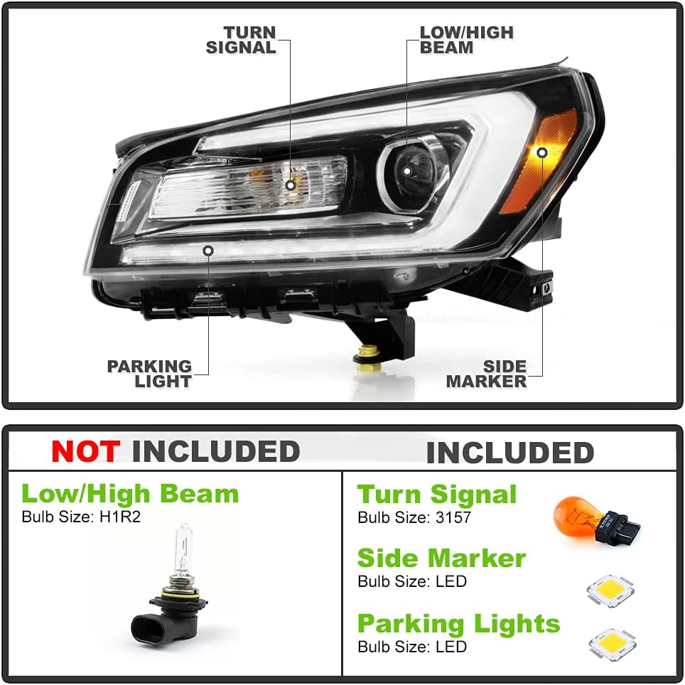 Black Halogen Headlight Lamp Left Driver Side V1148