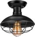 Black Metal Cage Flush Mount Ceiling Light Fixture 1 Pack L8072