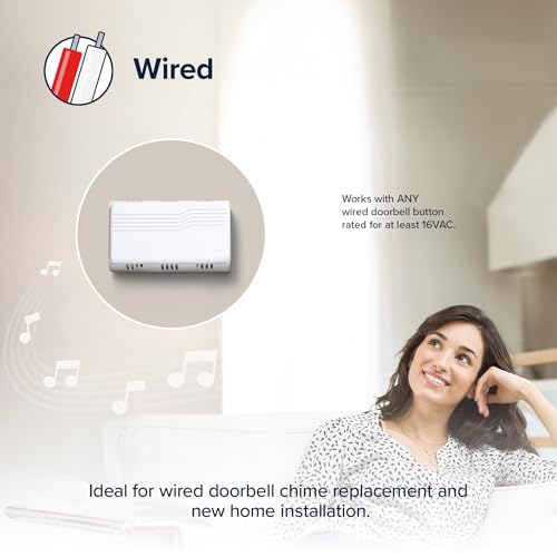 White Wired Mechanical Doorbell Chime, Plastic, 80 dB E251