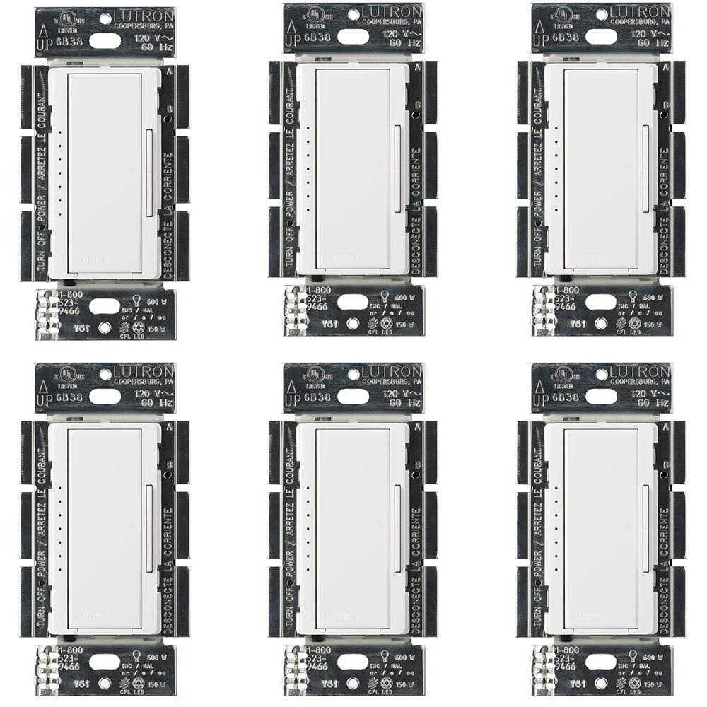 Dimmer Switch for Dimmable LED, Halogen & Incandescent Bulbs, White 6-Pack Y1132