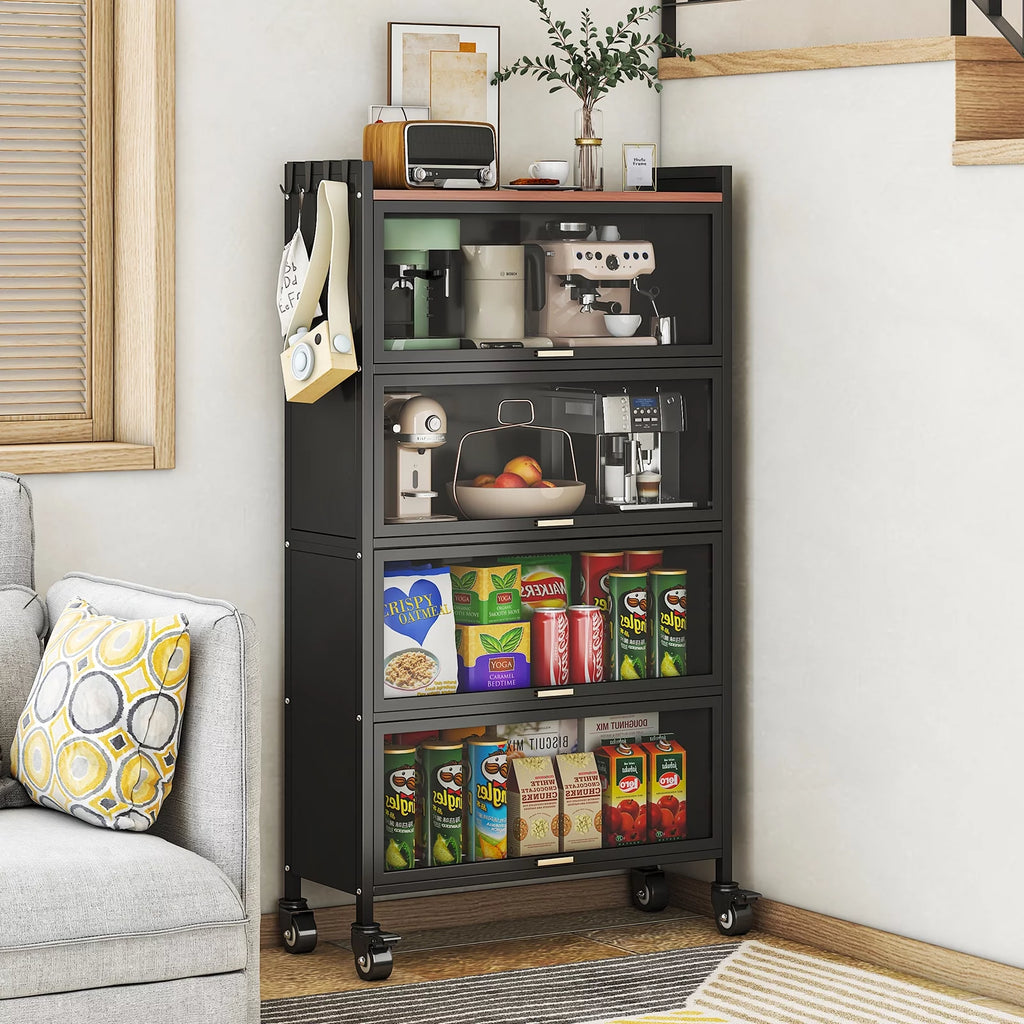 5 Tier Black Kitchen Baker's Rack with Wheels U204