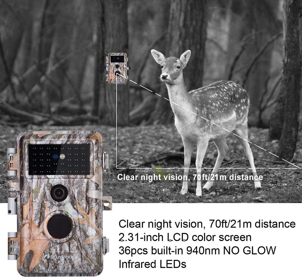 5-Pack No Glow Game Deer Trail Cameras Night Vision 24MP Photo 1296P H.264 MP4 Video Motion Activated Waterproof Time Lapse Photo & Video S14996