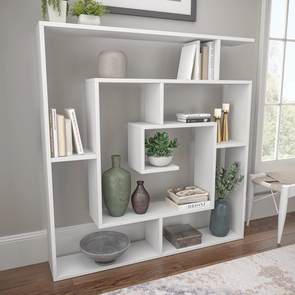 4 Tier White Modern Bookcase V96500