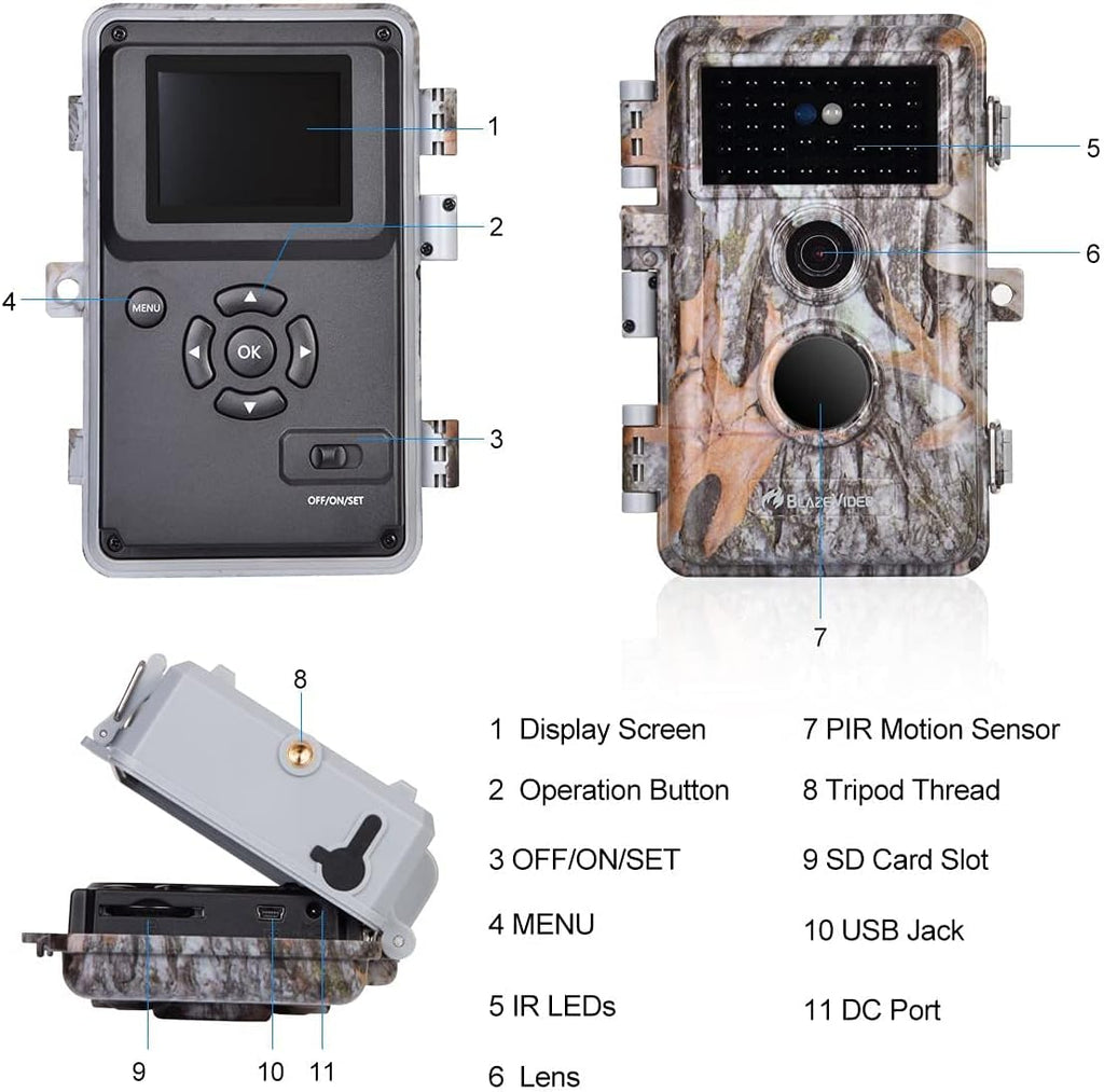 5-Pack No Glow Game Deer Trail Cameras Night Vision 24MP Photo 1296P H.264 MP4 Video Motion Activated Waterproof Time Lapse Photo & Video S14996