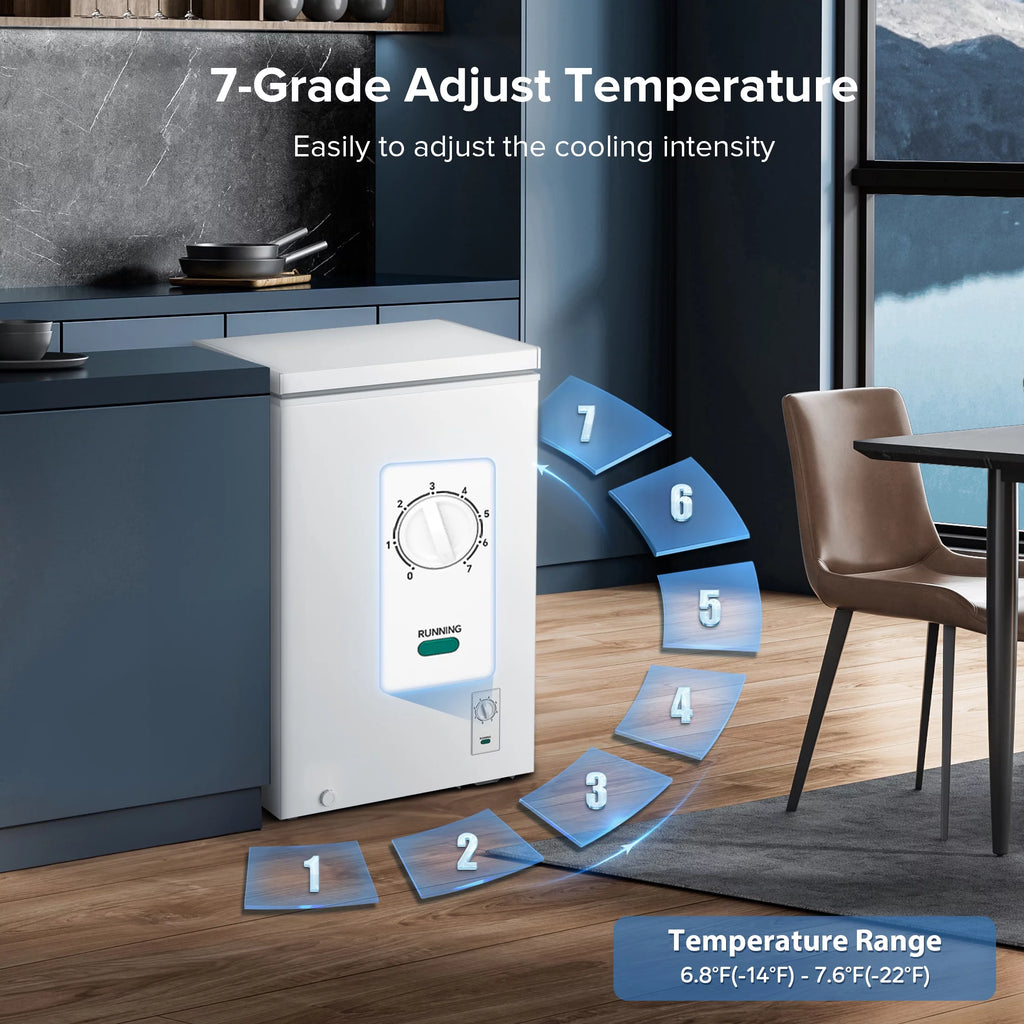 2.7 Cubic Feet White Compact Chest Freezer J573