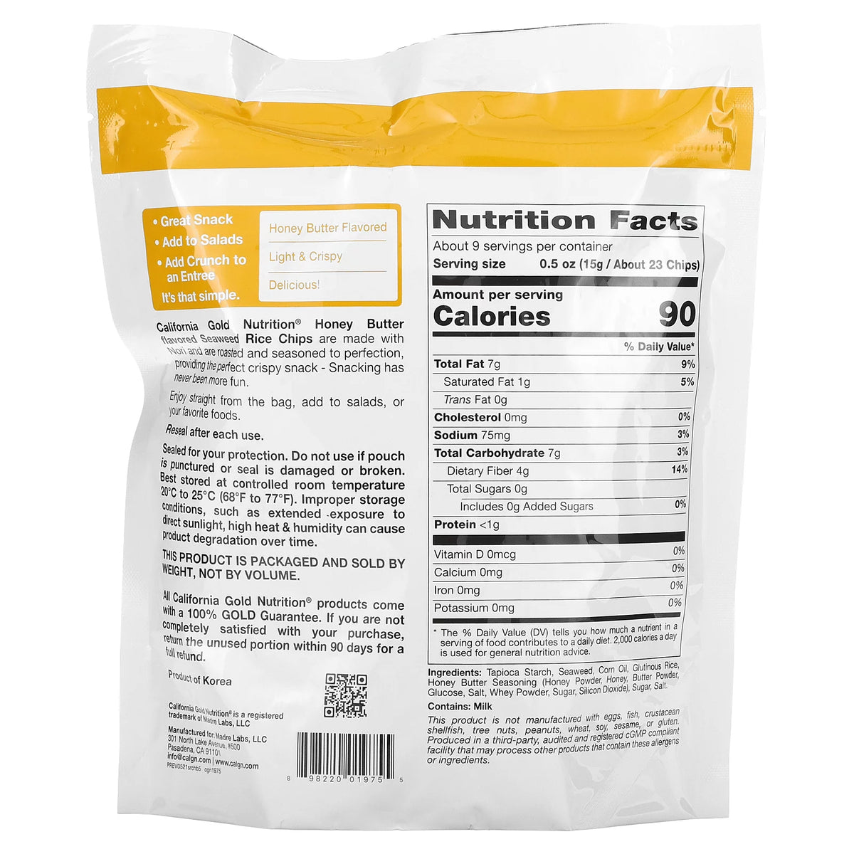 Seaweed Rice Chips Honey Butter 5 oz Pack of 3 T29161