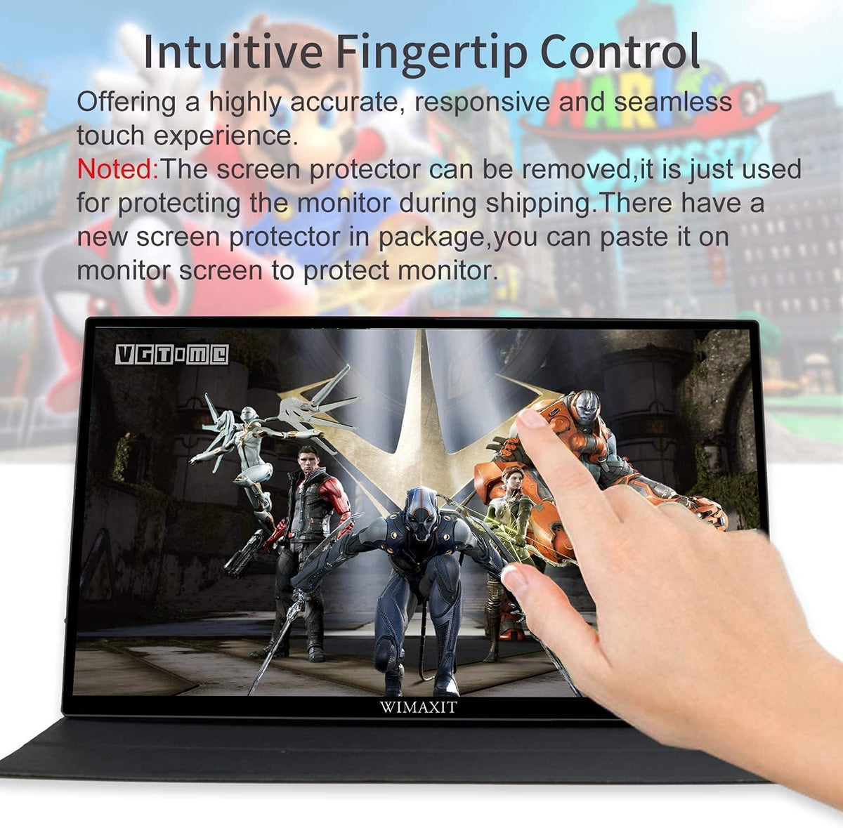 14inch Portable Touch Monitor 1920x1080 FHD External Display with Mini HDMI Input/USB-C Port/3.5mm Audio Out/Cover Stand B677