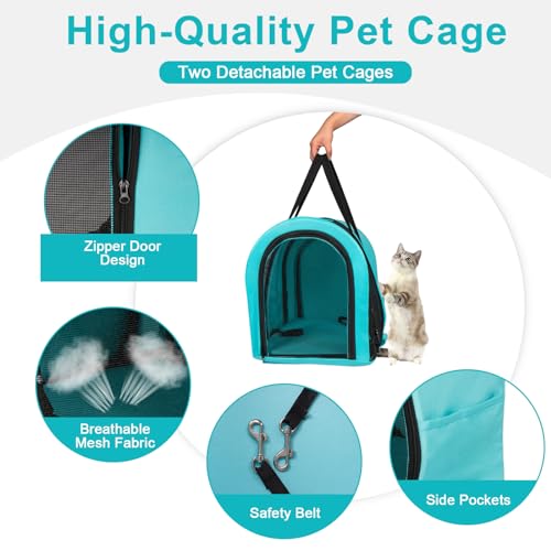Grey Double Pet Stroller with 4 Wheels and 2 Detachable Carrier Cages B2258