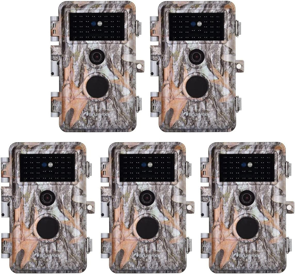 5-Pack No Glow Game Deer Trail Cameras Night Vision 24MP Photo 1296P H.264 MP4 Video Motion Activated Waterproof Time Lapse Photo & Video S14996