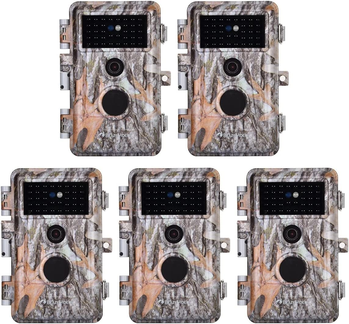 5-Pack No Glow Game Deer Trail Cameras Night Vision 24MP Photo 1296P H.264 MP4 Video Motion Activated Waterproof Time Lapse Photo & Video S14996