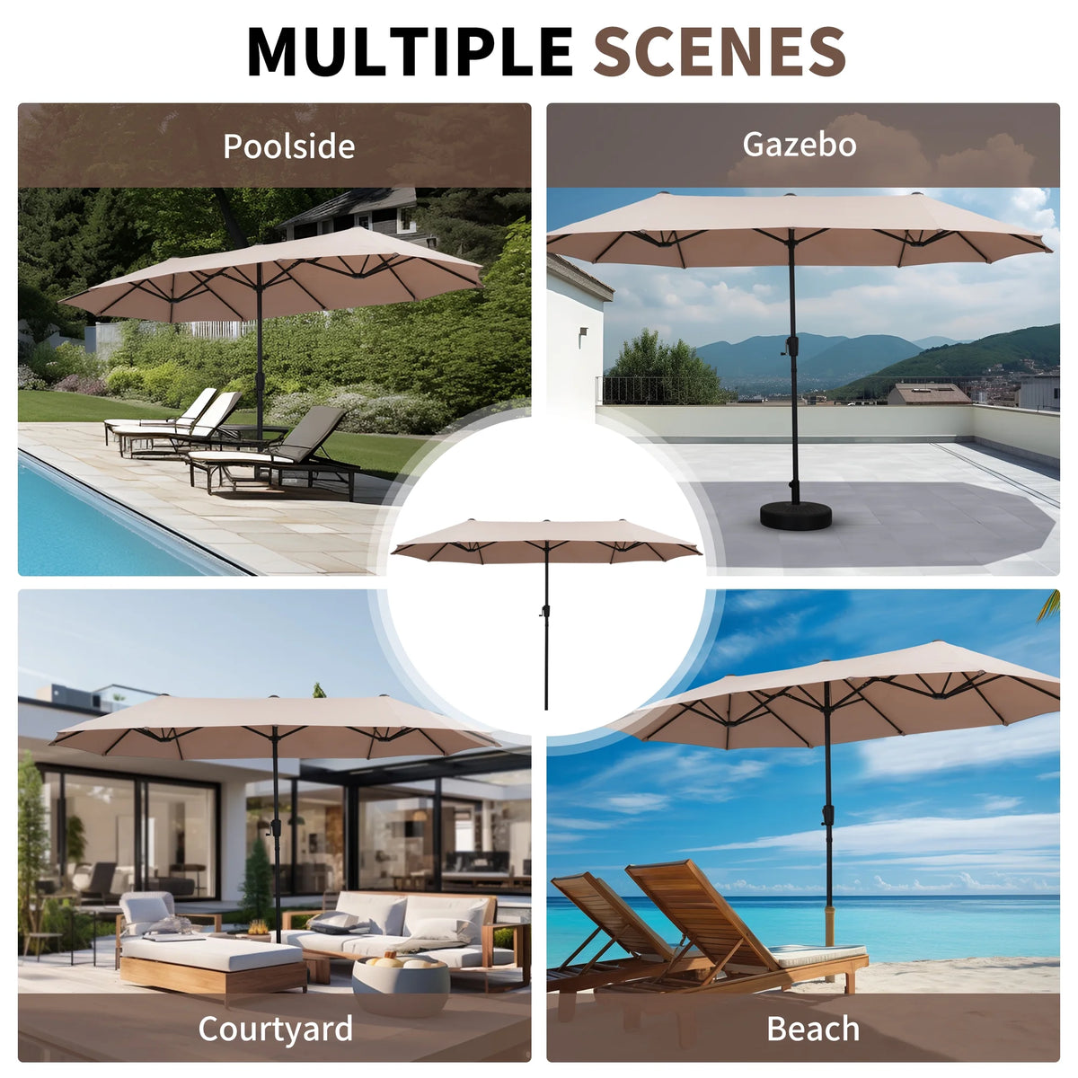 13 FT Patio Umbrella with Easy Crank, Dark Blue H58786