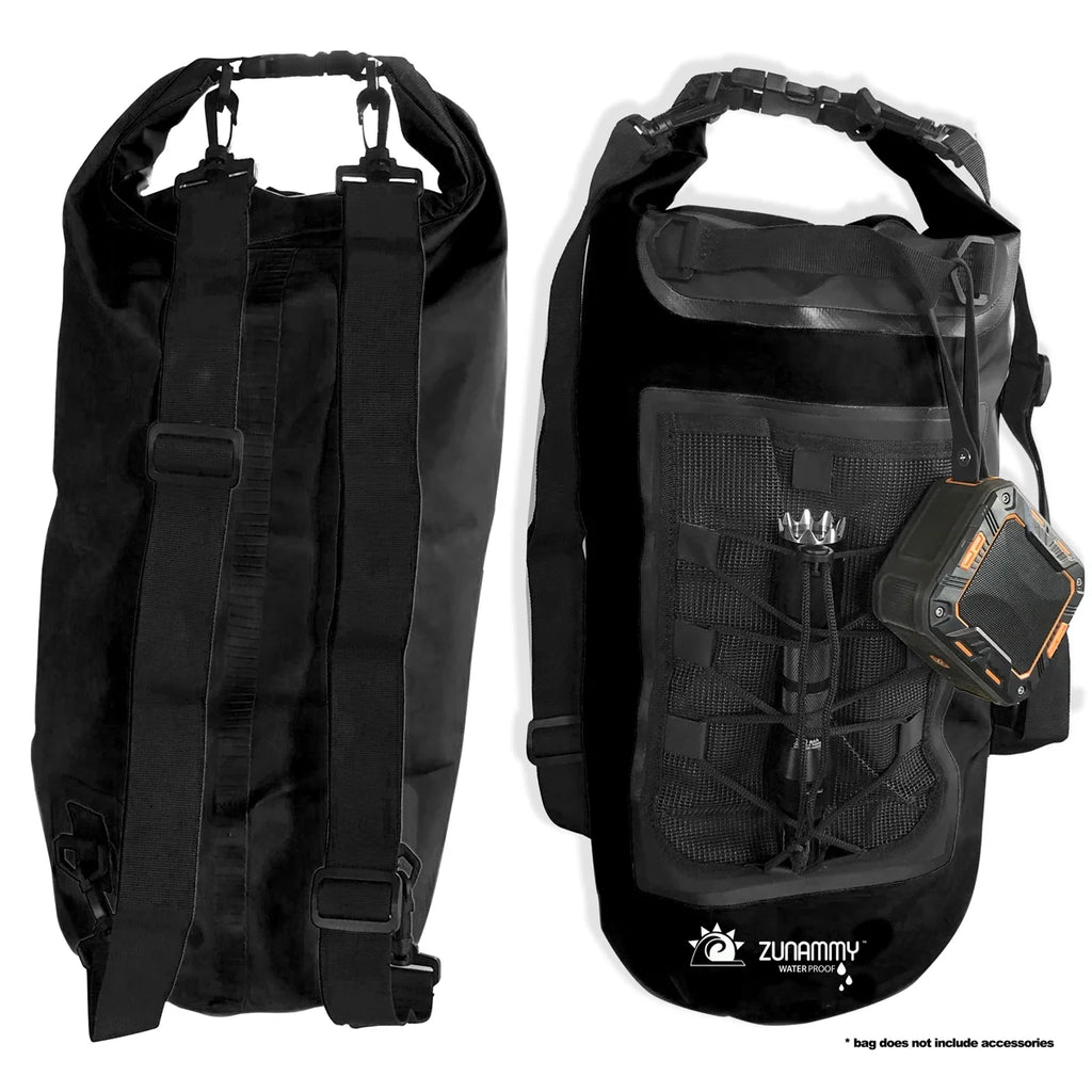 10L Waterproof Dry Bag With Mesh Pocket And Handle - Black X2815