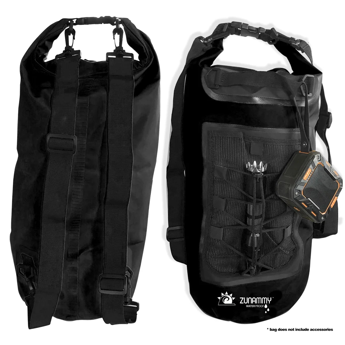 10L Waterproof Dry Bag With Mesh Pocket And Handle - Black X2815