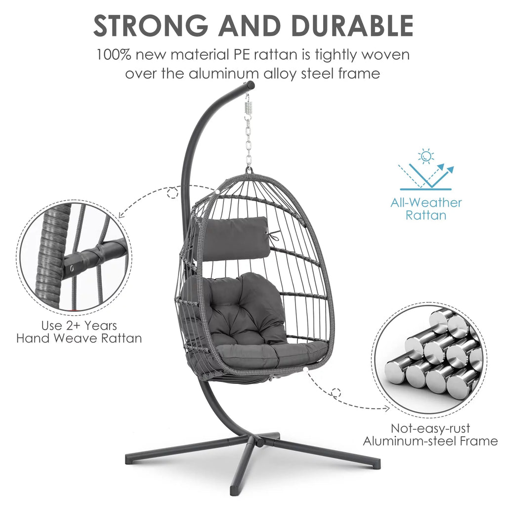 Hanging Egg Chair with Steel Stand and Cushion S319