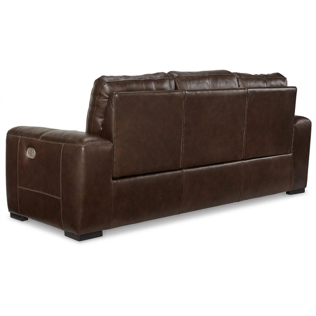 Walnut Leather Power Reclining Sofa with Headrest S878