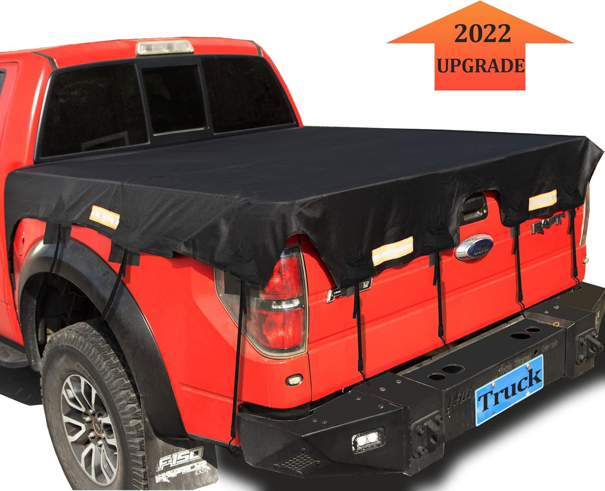 Gray 600D Waterproof Oxford Truck Bed Tarp Cover with Bungee Belts M6766