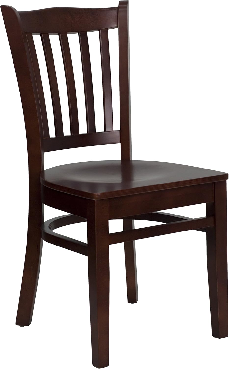 Walnut Wood Vertical Slat Back Chair with Black Vinyl Seat J59014