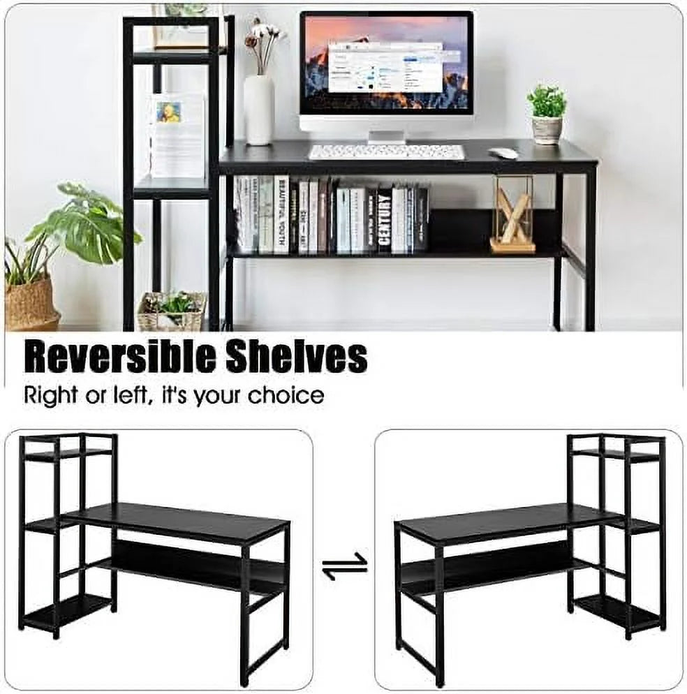 59-Inch Computer Desk with Bookshelf Y248993