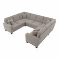 Beige Herringbone Fabric U Shaped Sectional Couch J625