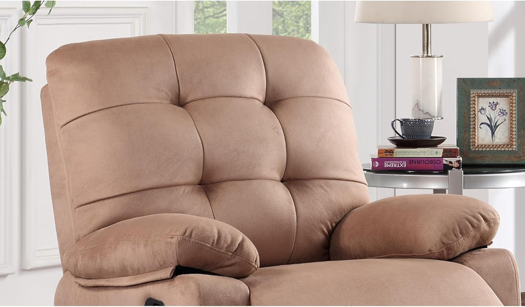 Peat Color Plush Microfiber Motion Recliner Chair E766695