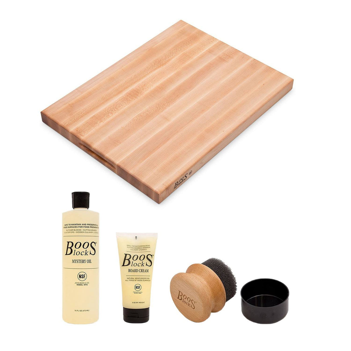 Maple Wood 24 inch Cutting Board and 3 Piece Care and Maintenance Set U572