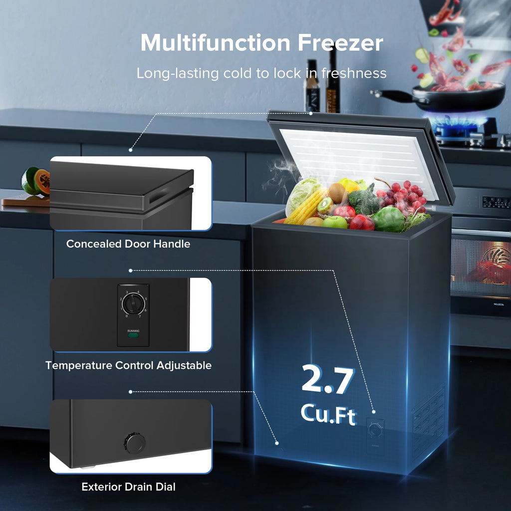 2.7 Cubic Feet White Compact Chest Freezer J573