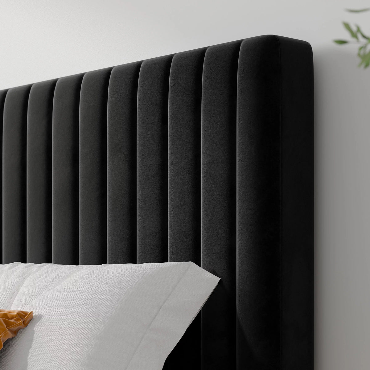 Queen Size Black Velvet Upholstered Platform Bed Frame K1707