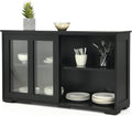 Stackable Buffet Cabinet with Sliding Tempered Glass Doors, Grey X4754