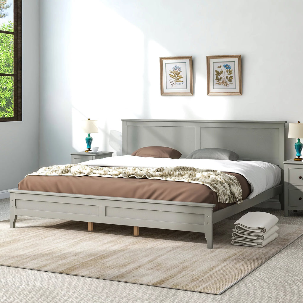 Solid Wood King Platform Bed U24533