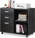3 Drawer Wood File Cabinet with Open Storage Shelves, Gray Oak Z261238