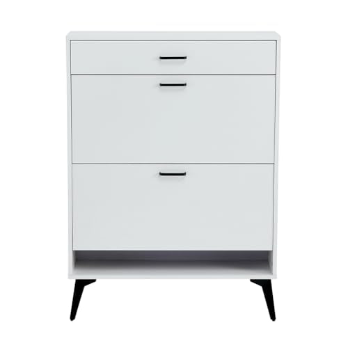 Grey Shoe Storage Cabinet With Metal Legs S4879