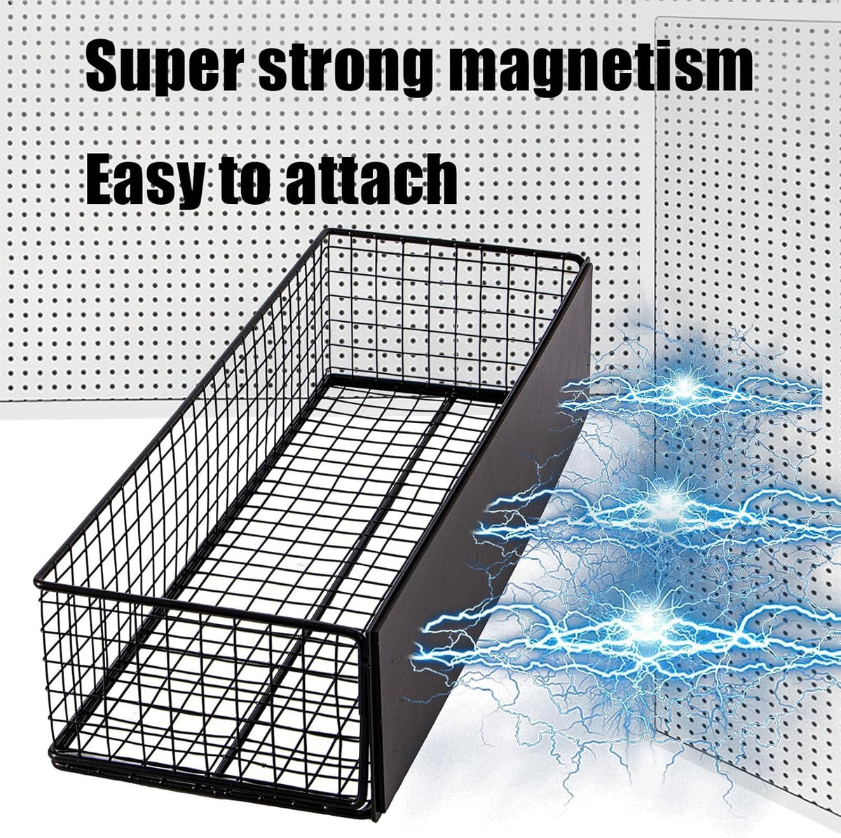 Black Magnetic Wire Mesh Shelf, 13.77" x 5.11" x 3.26" H99857