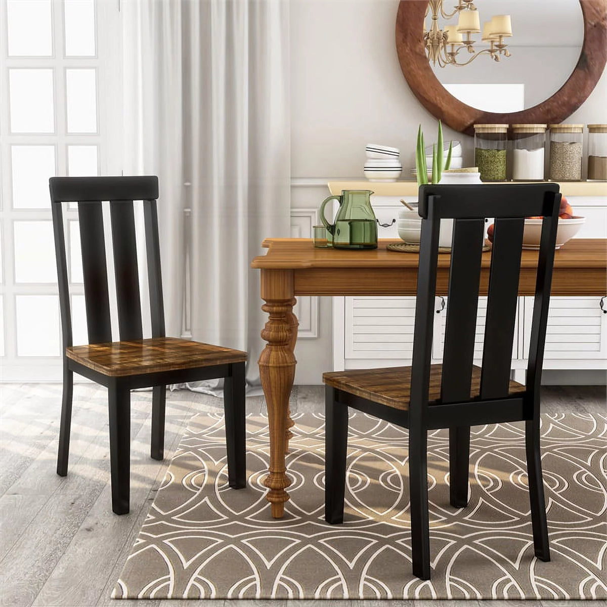 Black Wood Dining Chair Set of 2 E5354