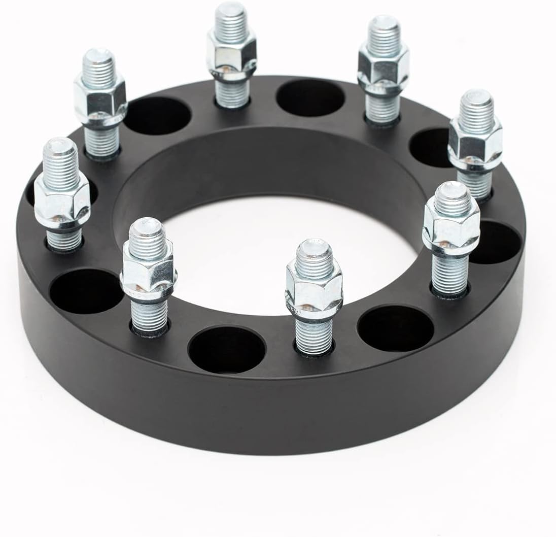 Black Forged 8x170 to 8x6.5 Wheel Adapters 1.5 Inch with 14x1.5 Studs Pack of 2 M77066