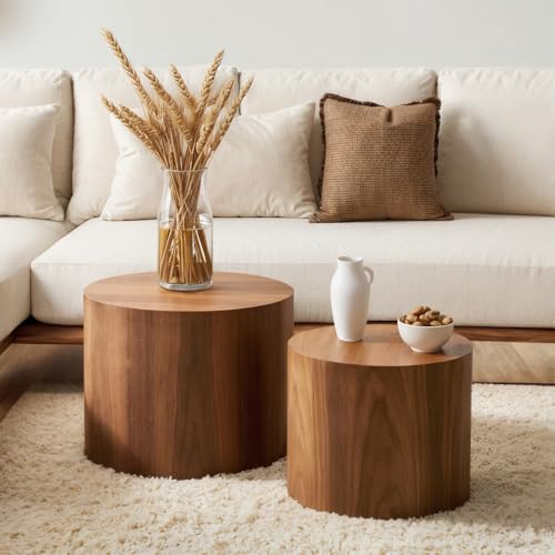 Set of 2 Round Wooden Nesting Coffee Table R2393