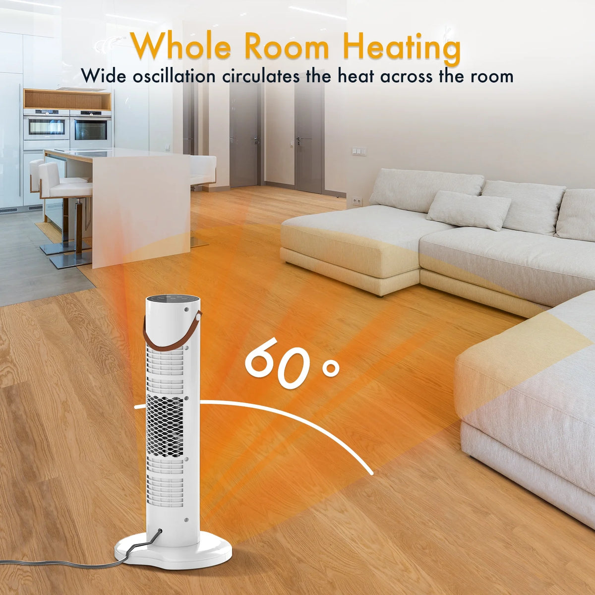 White 2000W Ceramic Tower Space Heater N7027