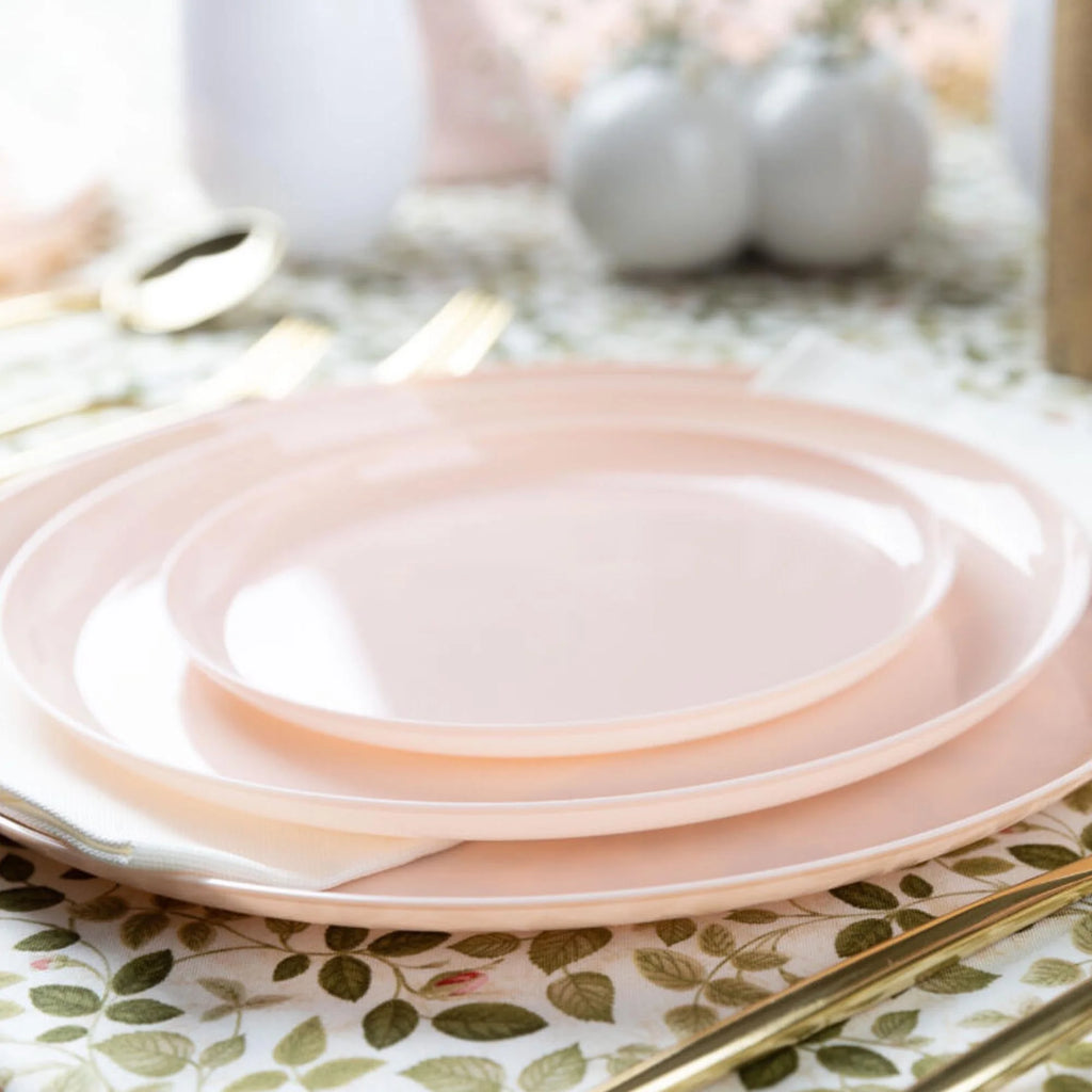 10.6" Round Pink Disposable Plastic Plates (90 Pack) J5007
