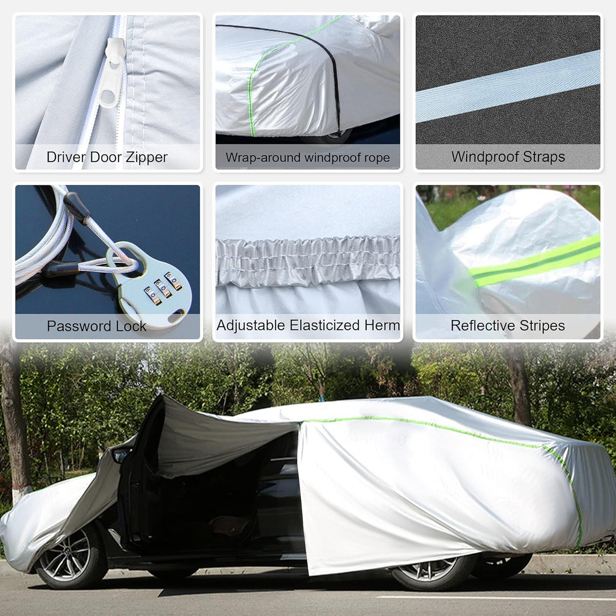 Waterproof All Weather Full Exterior Car Cover with Zipper S273811